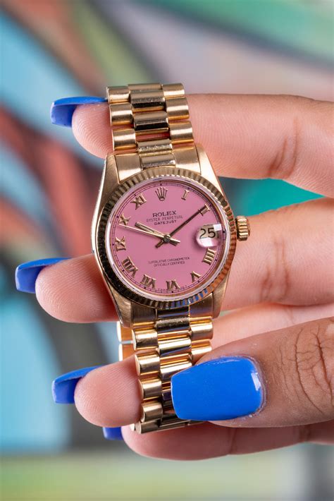 small pink rolex|rolex pink face watch.